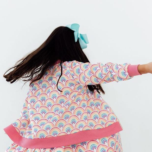 Mila & Rose Children's Clothing Mila & Rose Watercolor Rainbow Satin Jacket Mila & Rose Watercolor Rainbow Satin Jacket