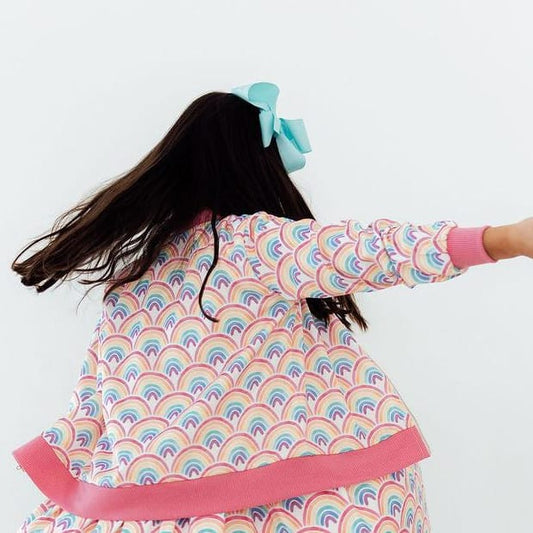 Mila & Rose Children's Clothing Mila & Rose Watercolor Rainbow Satin Jacket Mila & Rose Watercolor Rainbow Satin Jacket