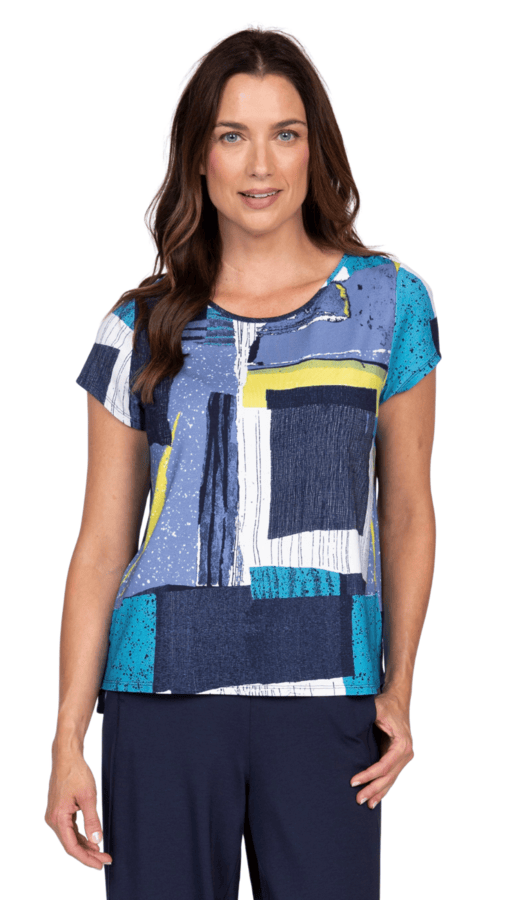 Olivia by Habitat Tees Olivia by Habitat Arthouse Knit Picasso Cap Sleeve Tee 74036446 Olivia by Habitat Arthouse Knit Picasso Cap Sleeve Tee