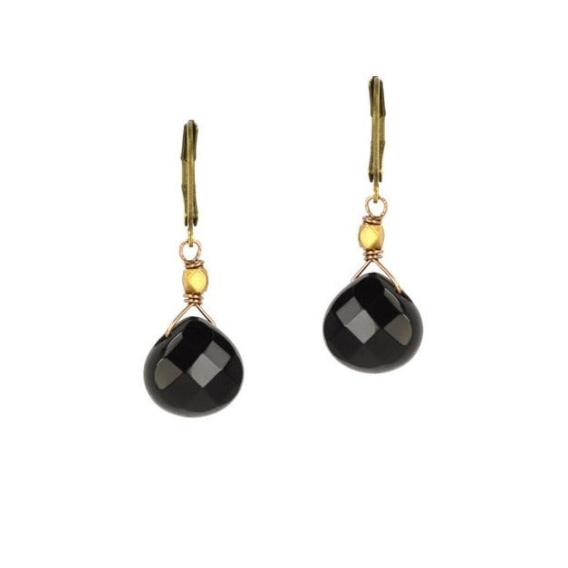 Edgy Petal Black Onyx Classic Bead Earrings