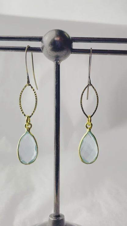 KBD Studio Aqua Brass Marquise Earrings