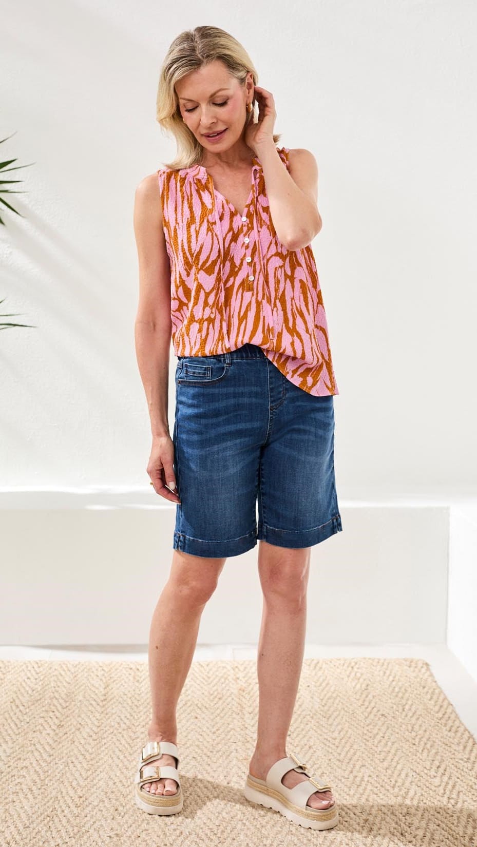 Tribal Pants Tribal Audrey Pull-On Wide Jeans Bermuda Shorts 29645278 Tribal Audrey Pull-On Wide Jeans Bermuda Shorts