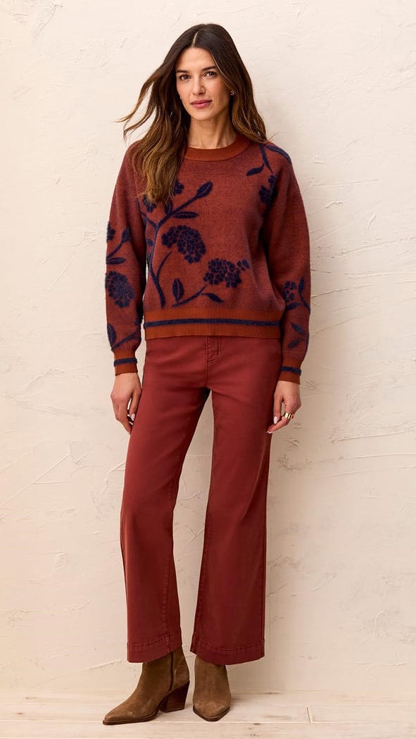 Tribal Sweaters Tribal Eyelash Embroidered Crew Neck Sweater Tribal Eyelash Embroidered Crew Neck Sweater