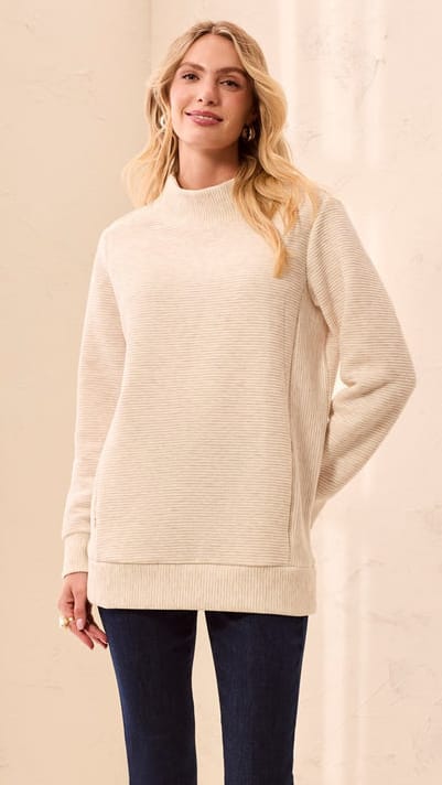 Tribal Tunics Tribal Ottoman Rib Mock Neck Tunic Sweater - Multiple Colors Tribal Ottoman Rib Mock Neck Tunic Sweater - Multiple Colors