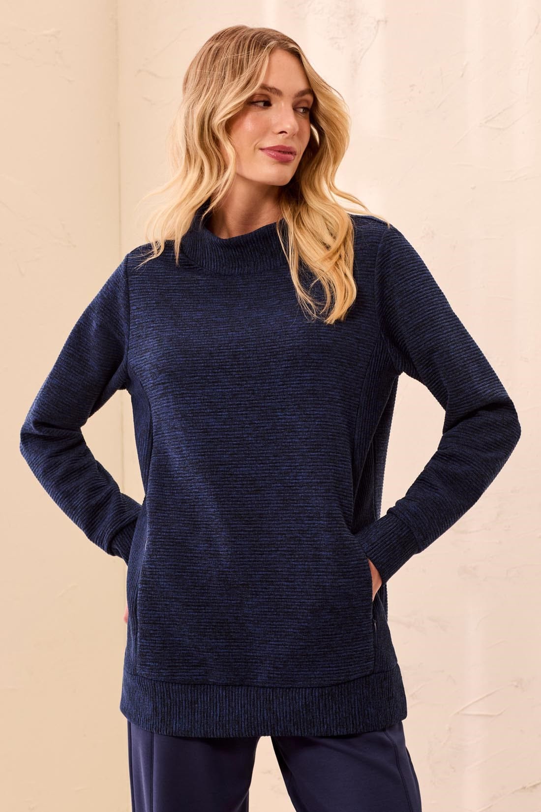 Tribal Tunics Tribal Ottoman Rib Mock Neck Tunic Sweater - Multiple Colors Tribal Ottoman Rib Mock Neck Tunic Sweater - Multiple Colors