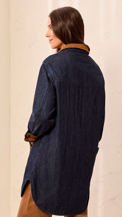 Tribal Jackets Tribal Quilted Denim Suede Trim Jacket Tribal Quilted Denim Suede Trim Jacket