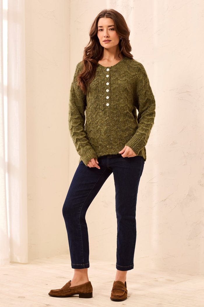 Tribal Sweaters Tribal Scallop Hem Henley Sweater - Multiple Colors 46808030 Tribal Scallop Hem Henley Sweater - Multiple Colors