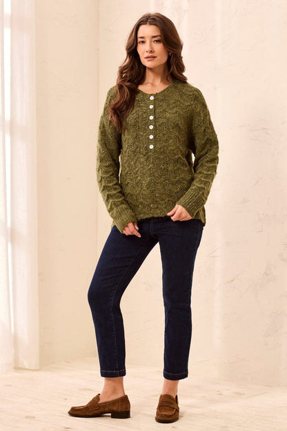 Tribal Sweaters Tribal Scallop Hem Henley Sweater - Multiple Colors 46808030 Tribal Scallop Hem Henley Sweater - Multiple Colors