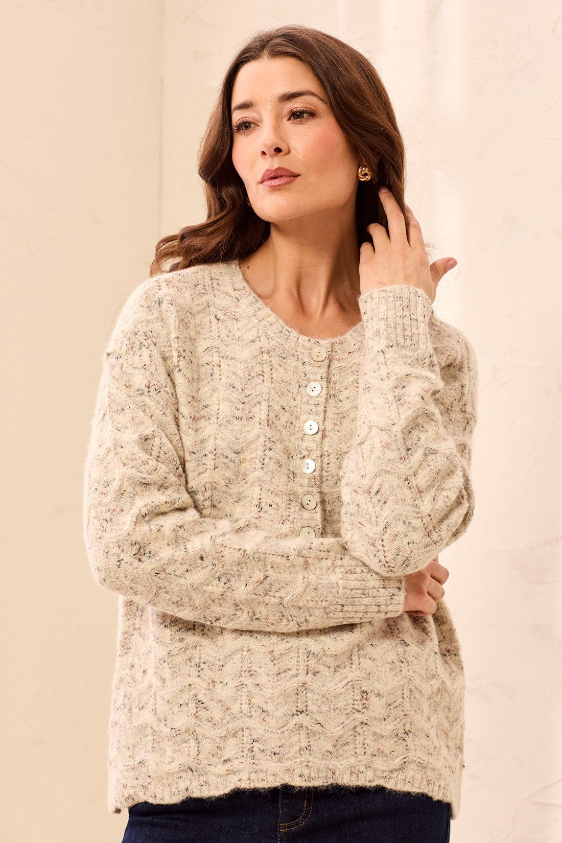 Tribal Sweaters Tribal Scallop Hem Henley Sweater - Multiple Colors 46840798 Tribal Scallop Hem Henley Sweater - Multiple Colors