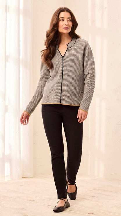 Tribal Sweaters Tribal Textured Diagonal Stripe Split Neck Sweater - Multiple Colors 34873566 Tribal Textured Diagonal Stripe Split Neck Sweater - Multiple Colors
