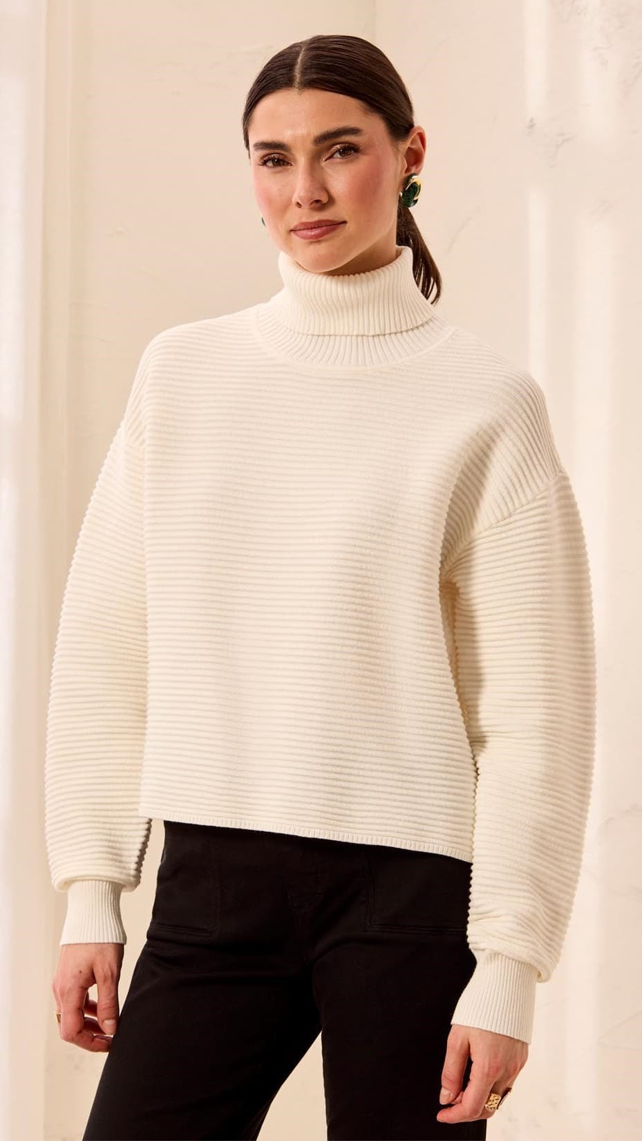 Tribal Sweaters Tribal Textured Rib Mock Neck Drop Shoulder Sweater - Multiple Colors Tribal Textured Rib Mock Neck Drop Shoulder Sweater - Multiple Colors
