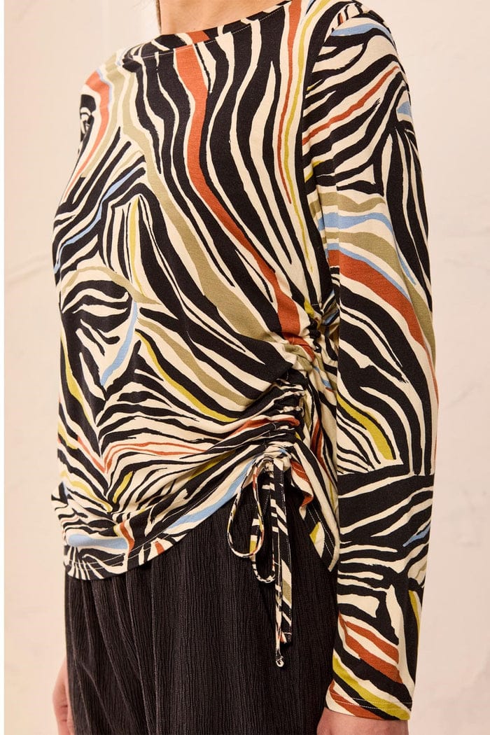Tribal Tops Tribal Ultra Soft Long Sleeve Top with Side Ruching Tribal Ultra Soft Long Sleeve Top with Side Ruching