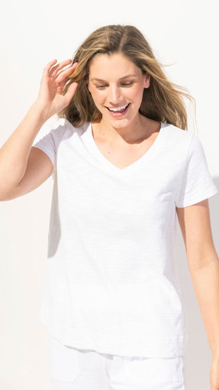 Escape Cotton Slub V-Neck Tee - Multiple Colors