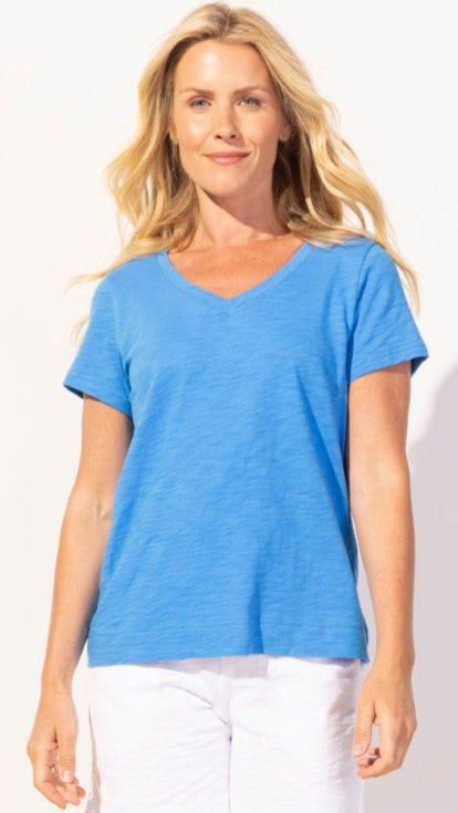 Escape Cotton Slub V-Neck Tee - Multiple Colors