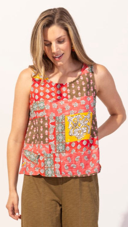 Escape Regatta Paisley Button Back Tank