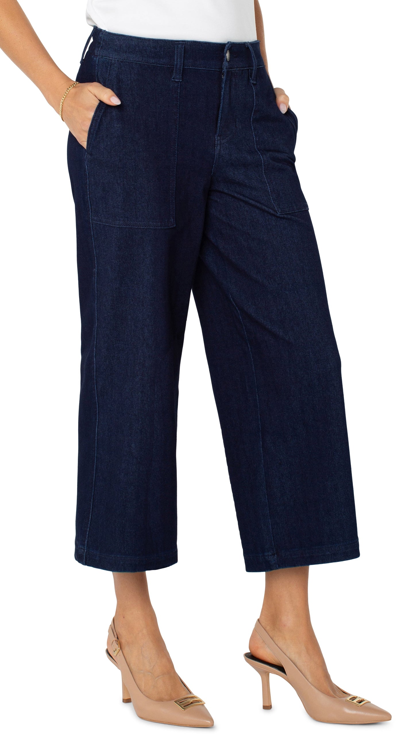 Liverpool Wide Leg Cargo Denim Pant