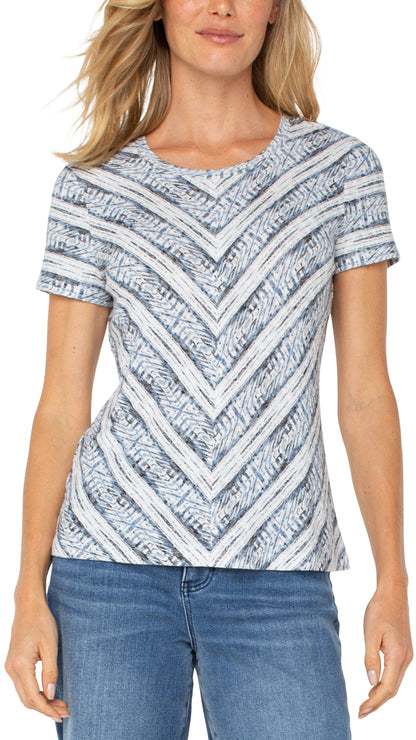 Liverpool Short Sleeve Knit Miter Front Top - Multiple Colors