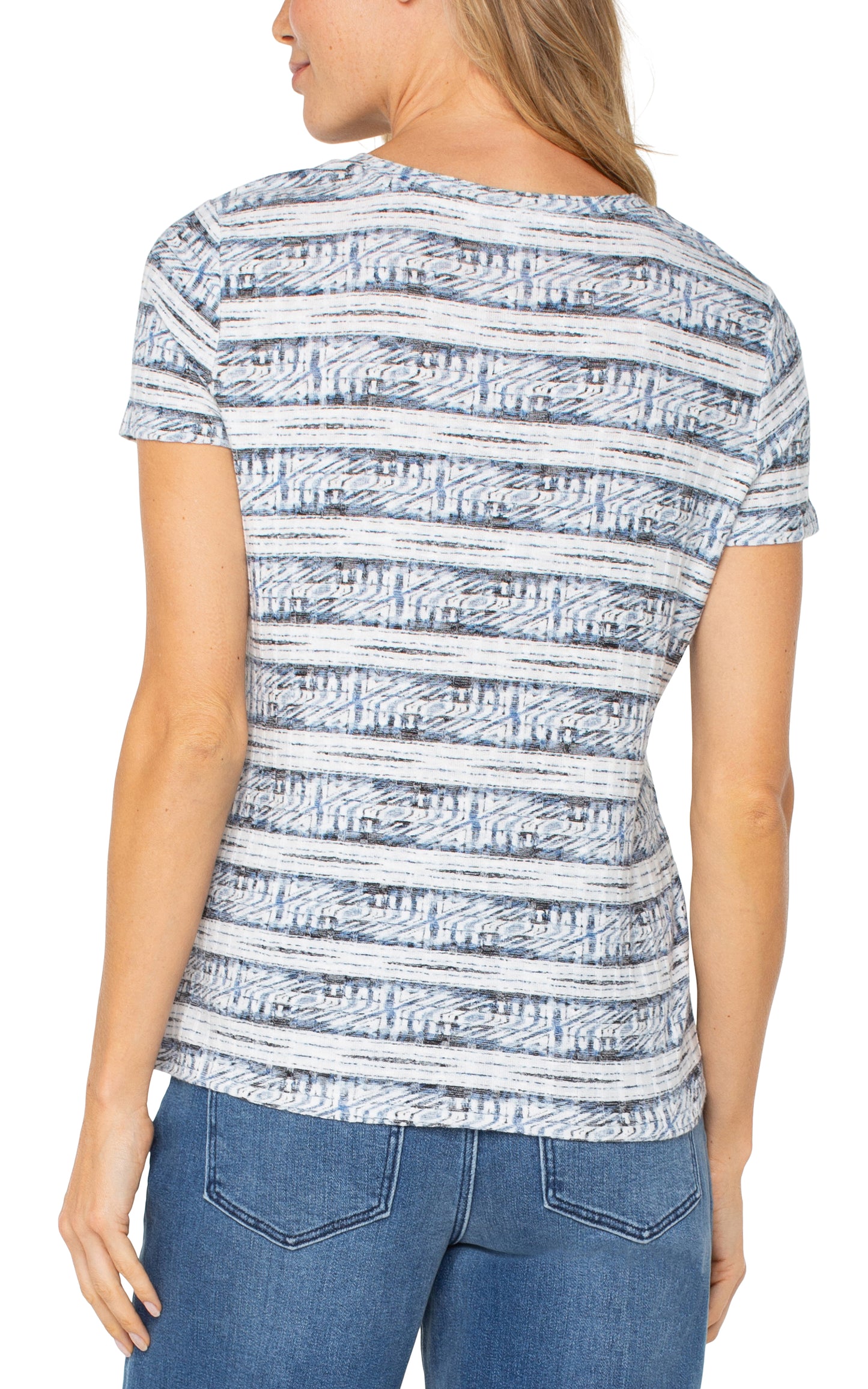 Liverpool Short Sleeve Knit Miter Front Top - Multiple Colors