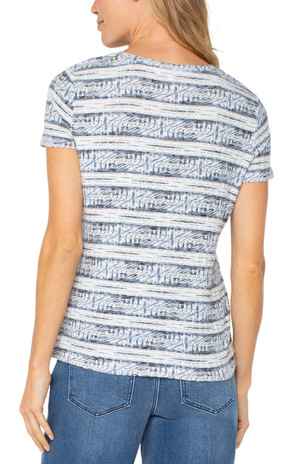 Liverpool Short Sleeve Knit Miter Front Top - Multiple Colors