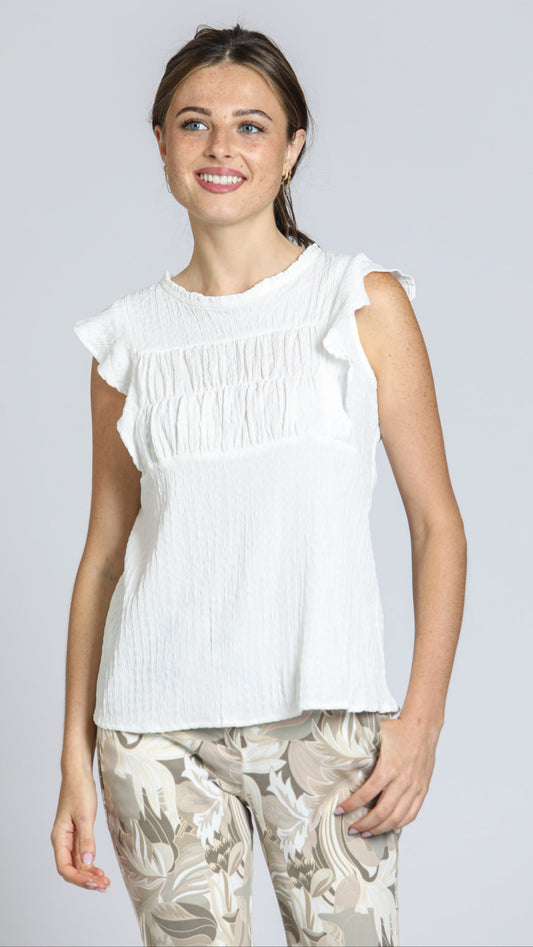 APNY Flutter Sleeve Smocked Tank