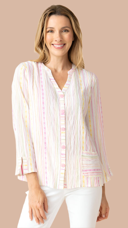 Habitat Baja Weave Split Mandarin Shirt