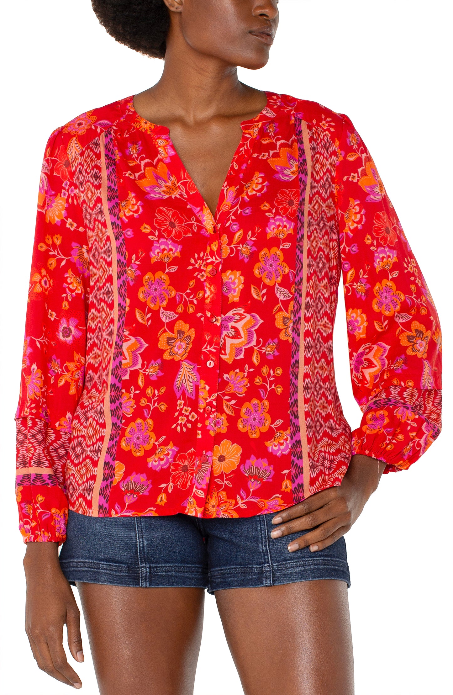Liverpool Shirred Woven Blouse