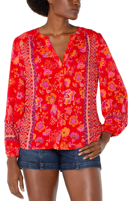 Liverpool Shirred Woven Blouse