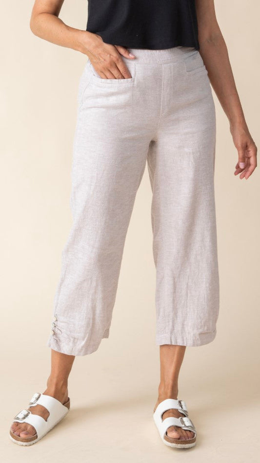 Habitat Linen Pleat Button Capri - Multiple Colors