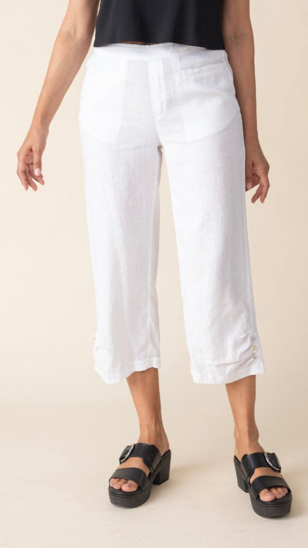 Habitat Linen Pleat Button Capri - Multiple Colors
