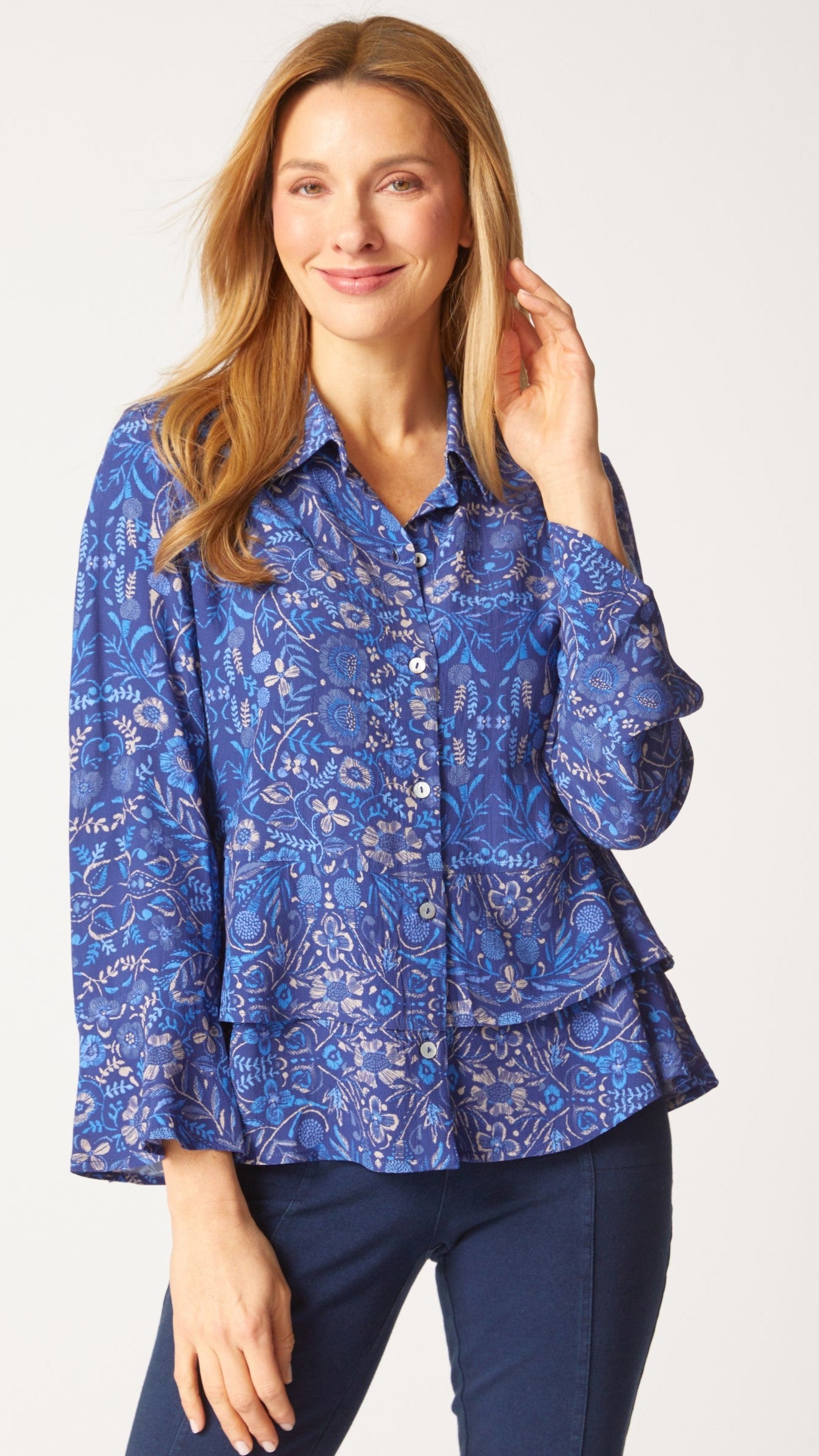 Habitat Off The Vine Flounce Bracelet Sleeve Shirt - Multiple Colors