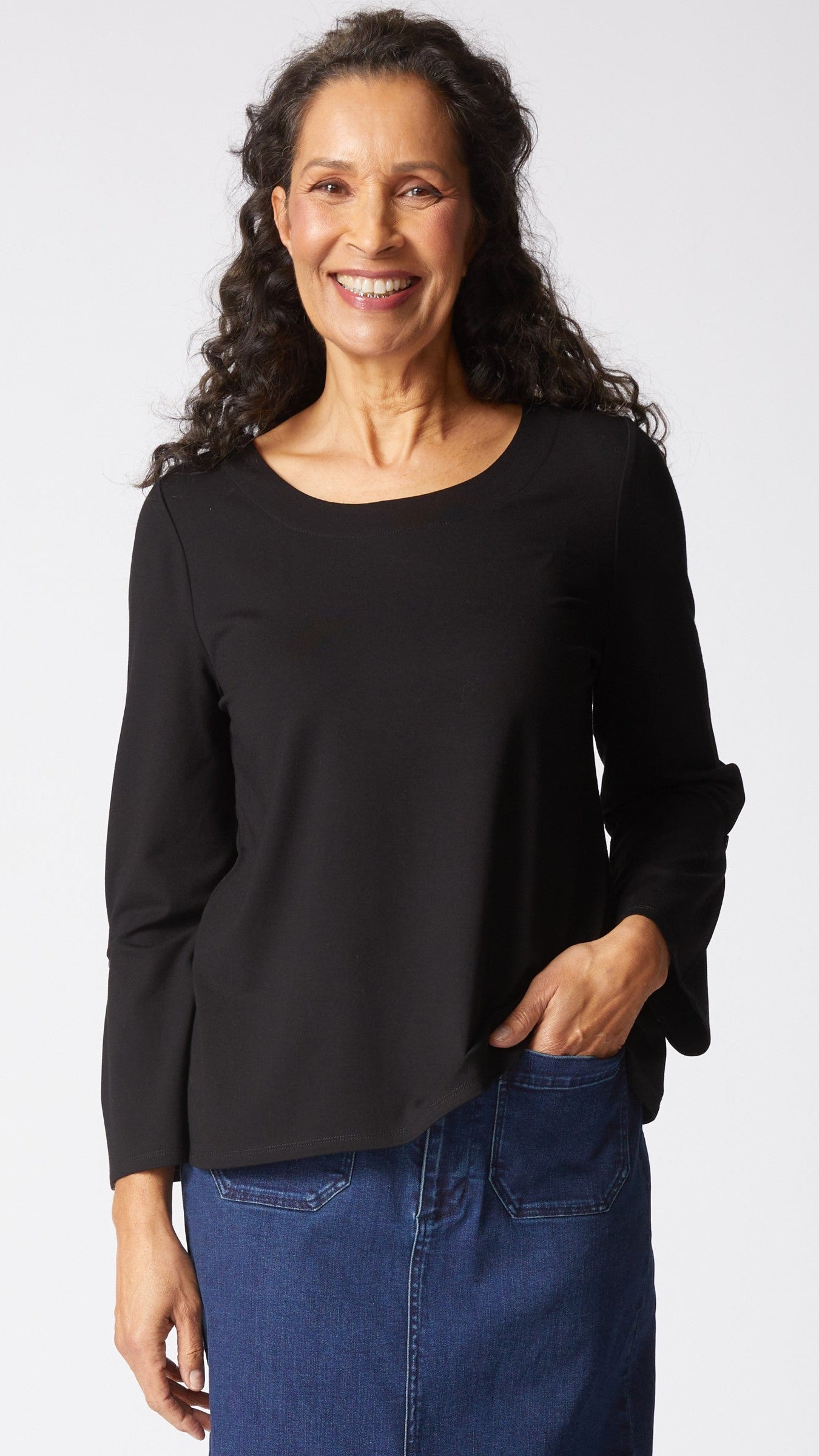 Habitat Core Travel Solid Knit Pleated Sleeve Tee