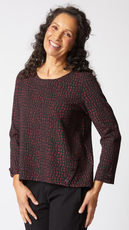 Habitat Crinkle Crepe Mosaic Button Placket Pullover