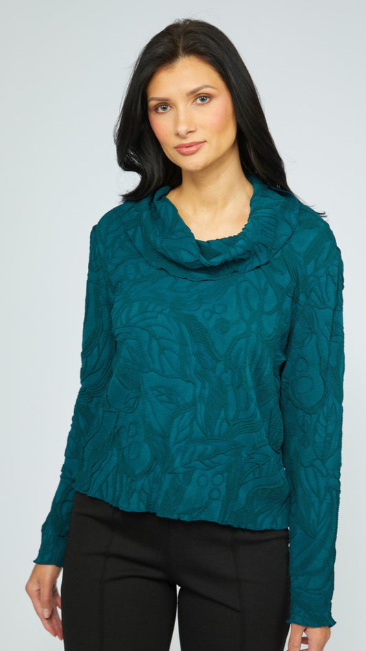 Olivia by Habitat Sculpted Floral Embossed Cowl Top - Multiple Colors