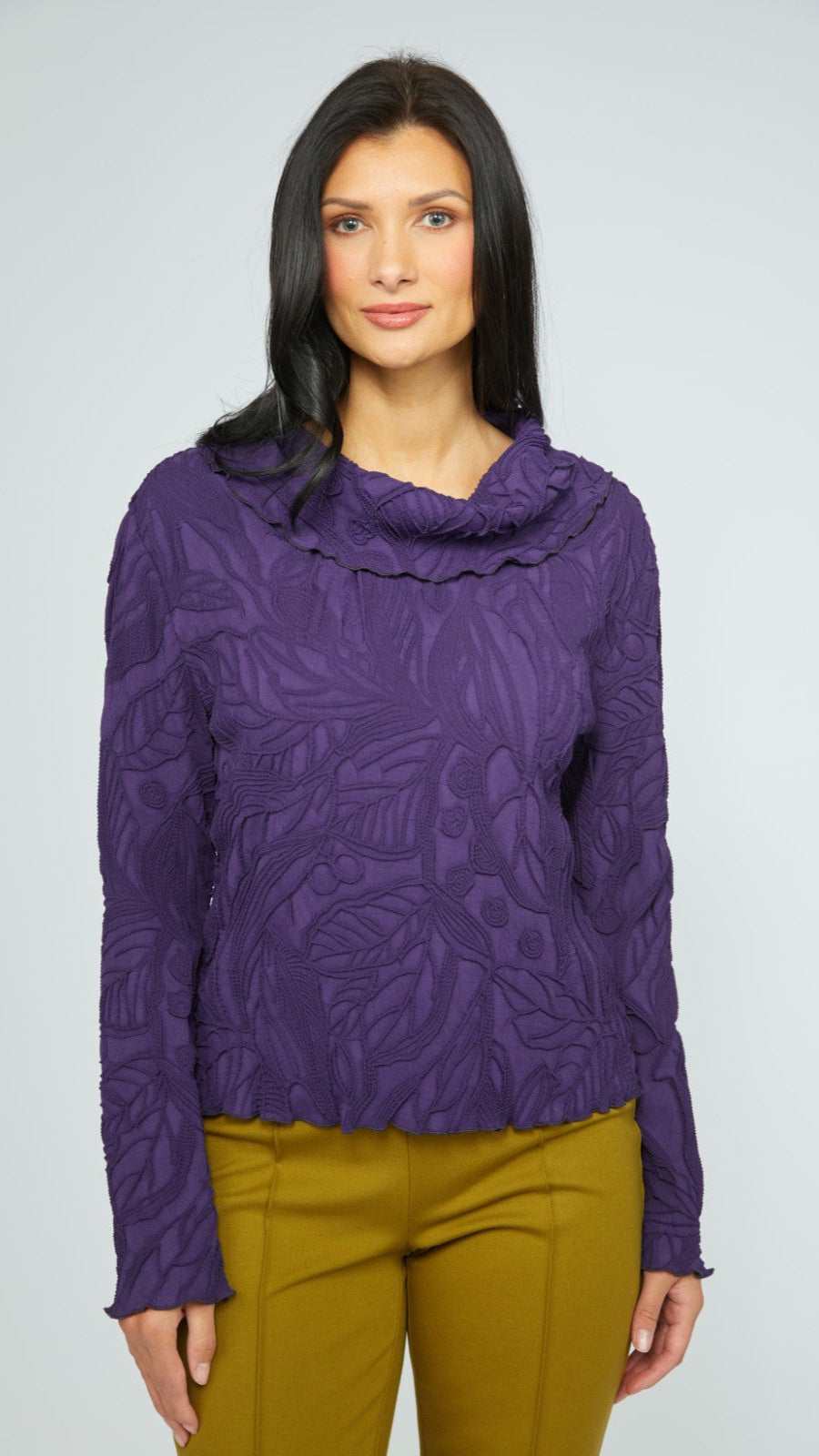 Olivia by Habitat Sculpted Floral Embossed Cowl Top - Multiple Colors