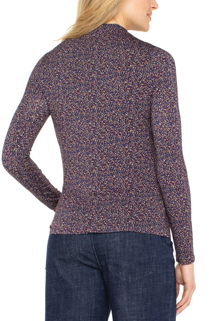 Liverpool Mock Neck Top w/ Shoulder Shirring Detail