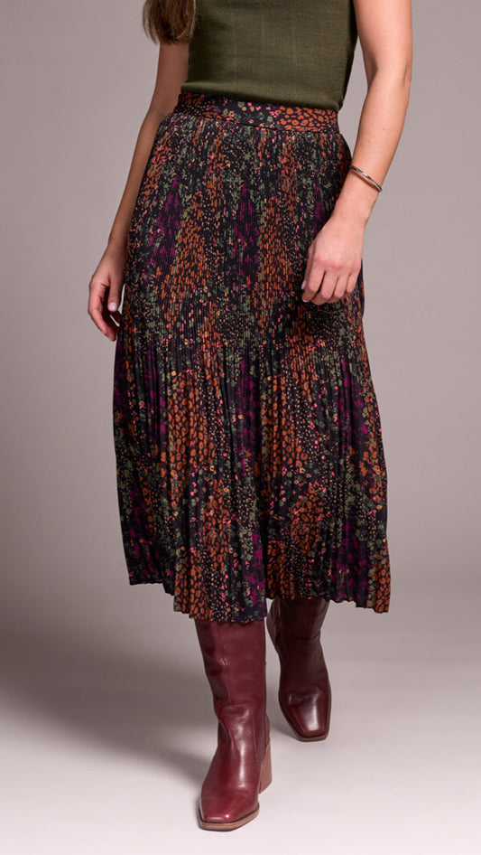 Tribal Plisse Pleated Midi Skirt