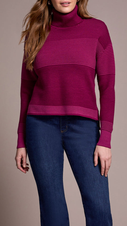 Tribal Hi-Low Turtleneck Sweater - Multiple Colors