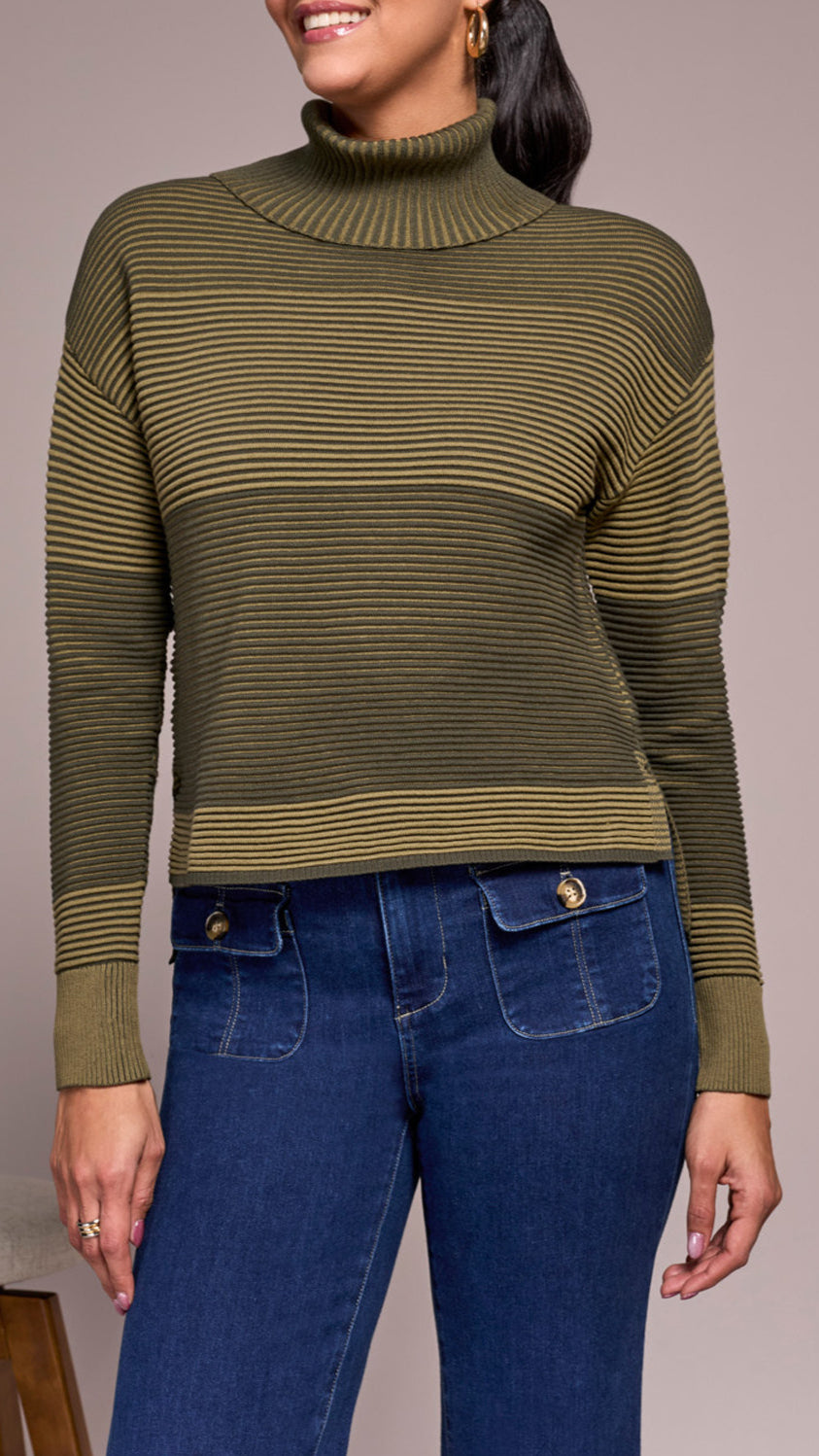 Tribal Hi-Low Turtleneck Sweater - Multiple Colors