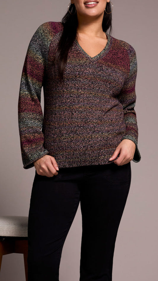Tribal Long Sleeve V-Neck Sweater