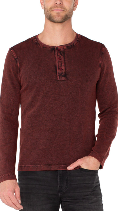 Liverpool Mineral Wash Long Sleeve Henley - Multiple Colors
