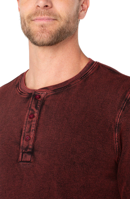 Liverpool Mineral Wash Long Sleeve Henley - Multiple Colors
