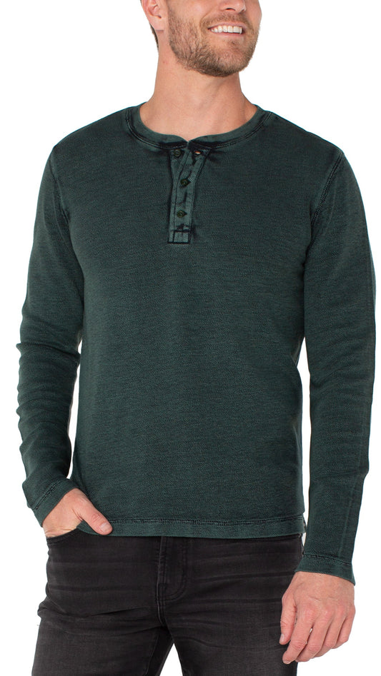 Liverpool Mineral Wash Long Sleeve Henley - Multiple Colors