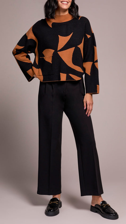 Tribal Abstract Mock Neck Sweater