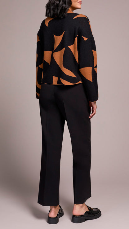 Tribal Abstract Mock Neck Sweater