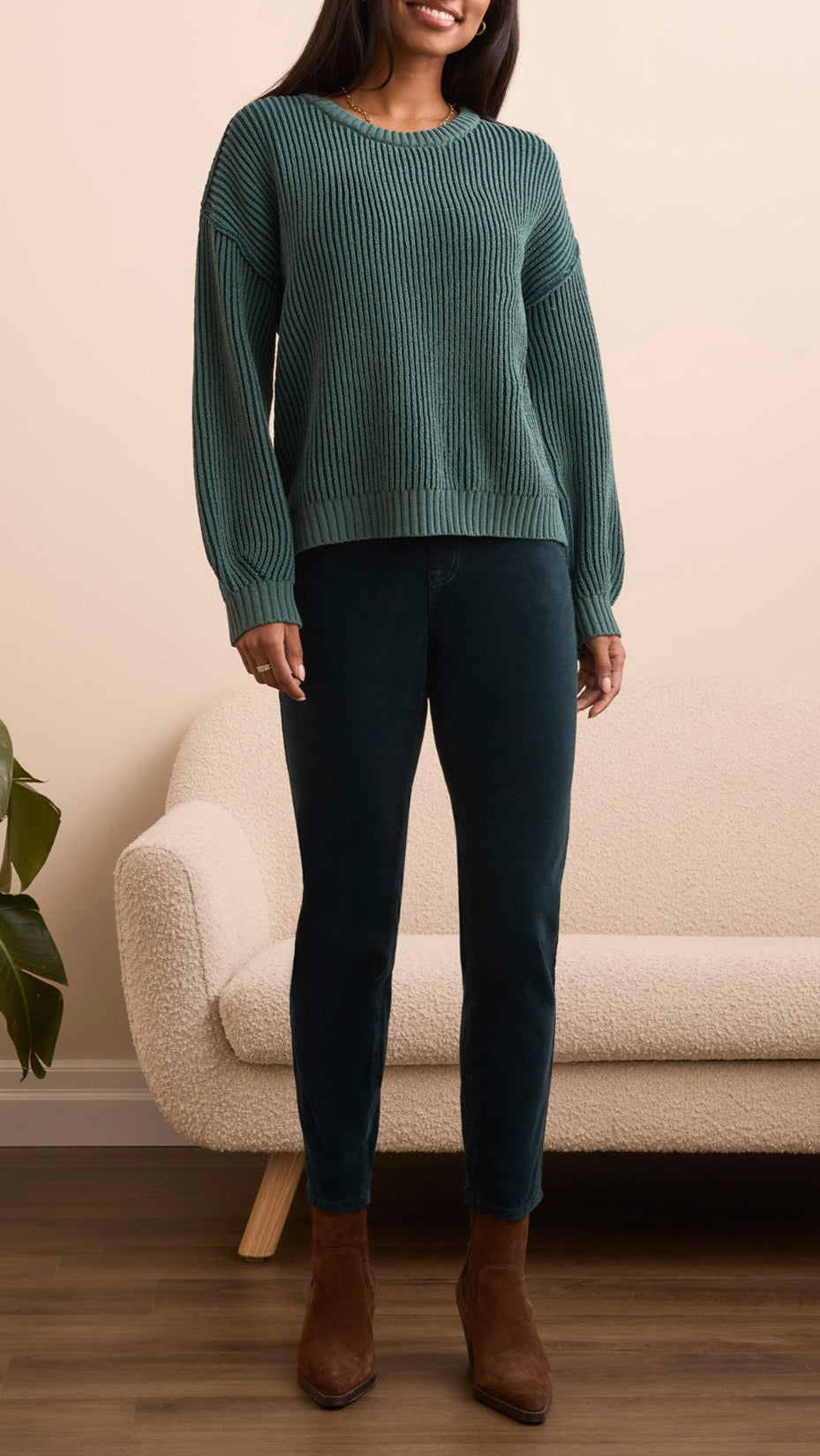 Tribal Crew Neck Side Slit Sweater - Multiple Colors