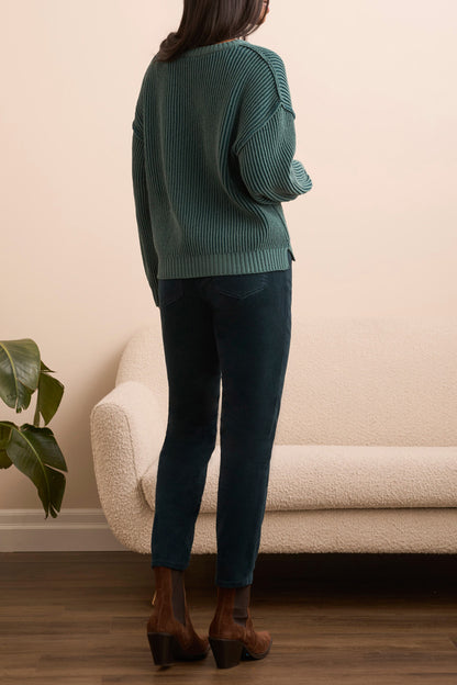 Tribal Crew Neck Side Slit Sweater - Multiple Colors