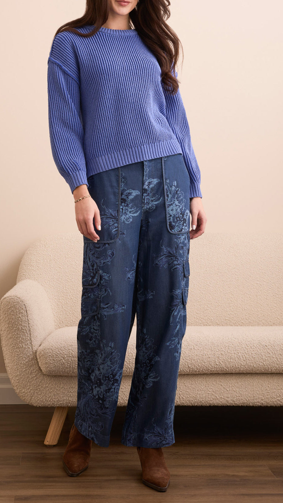 Tribal Crew Neck Side Slit Sweater - Multiple Colors