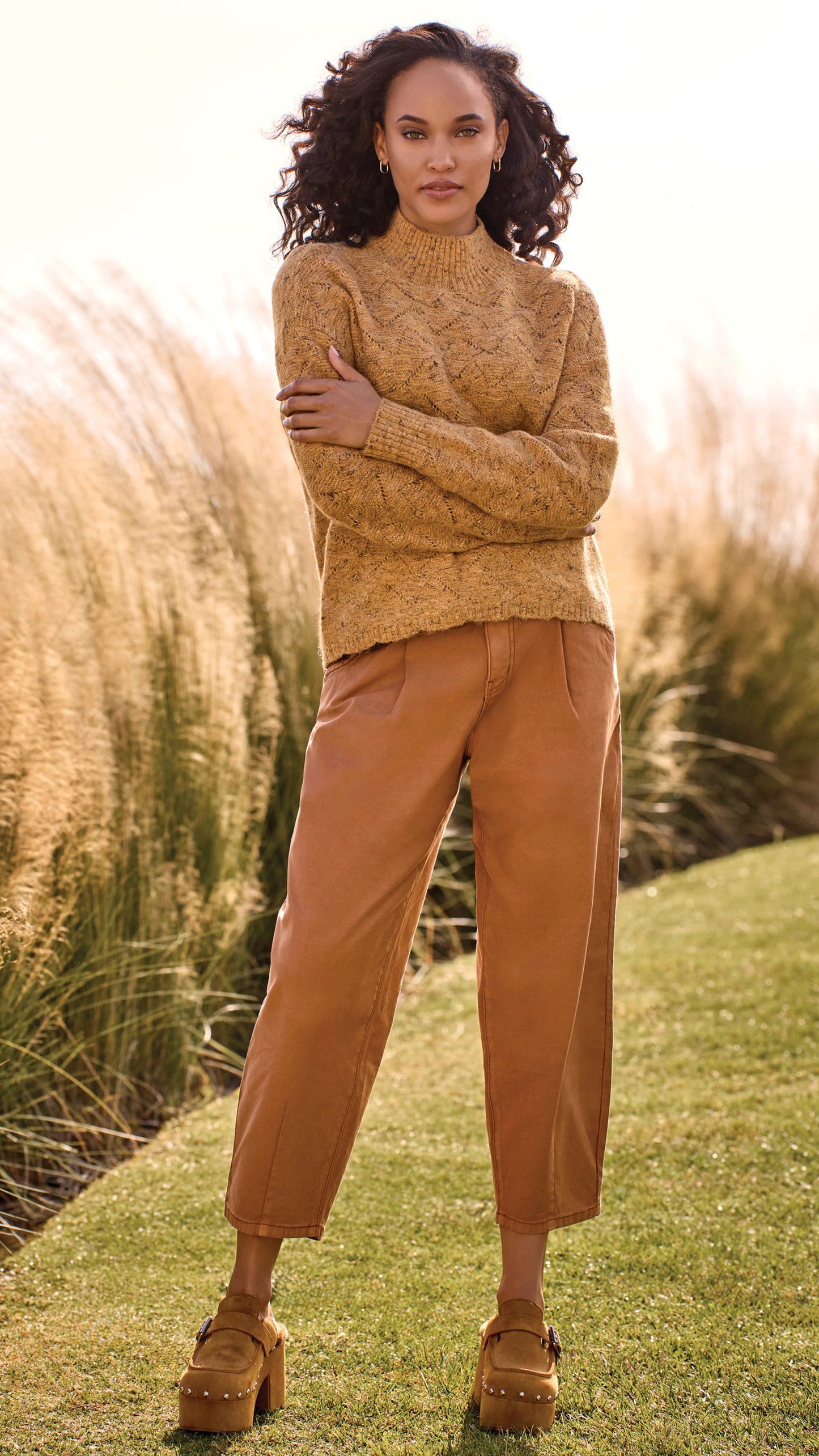 Tribal Knit Mock Neck Sweater - Multiple Colors