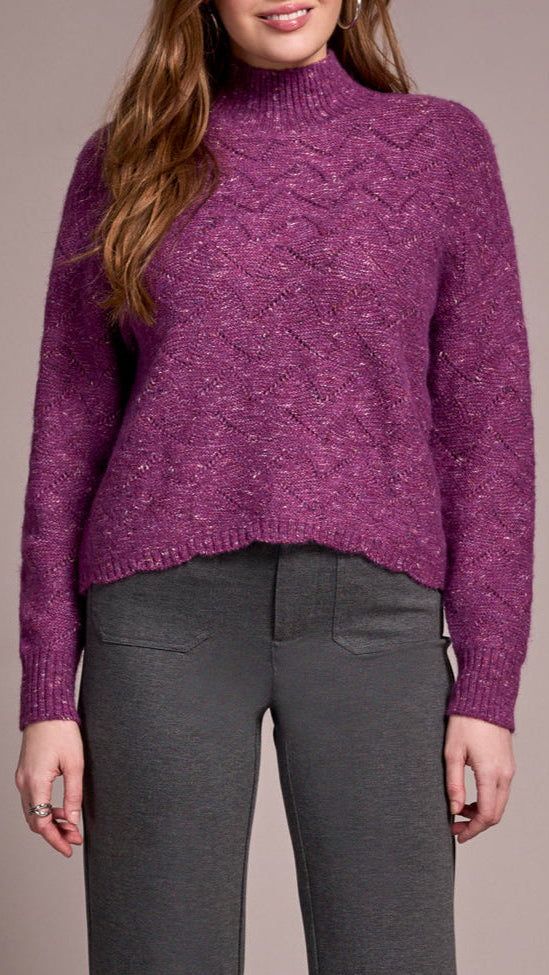 Tribal Knit Mock Neck Sweater - Multiple Colors