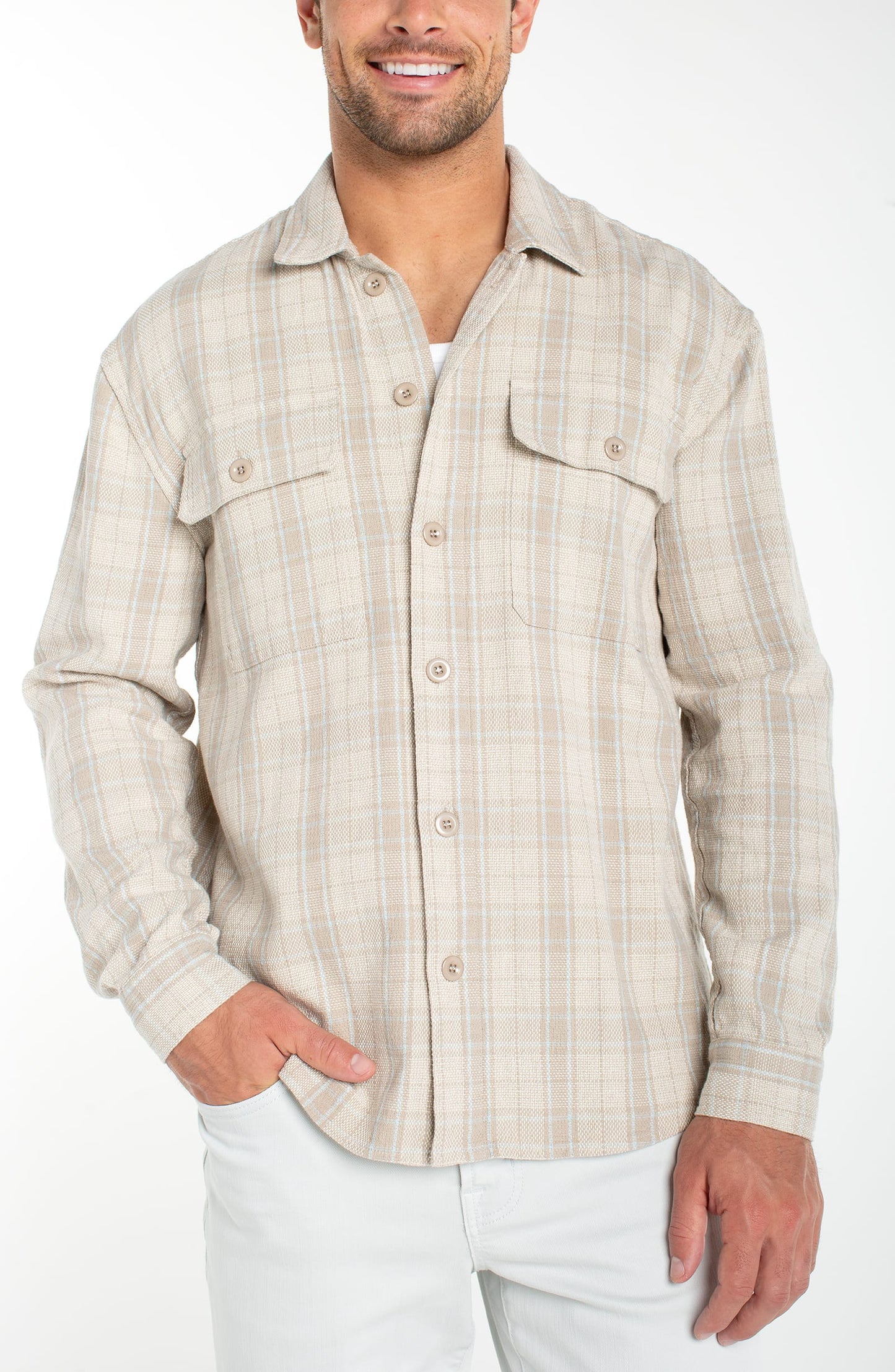 Liverpool Men's Men's Button Downs Liverpool Men's Flap Pocket Overshirt 39001566 Liverpool Men's Flap Pocket Overshirt
